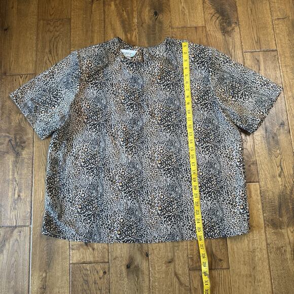 VTG Truffles Leopard Animal Print Short Sleeve Blouse Womens Sz XL Made in USA - Picture 4 of 6